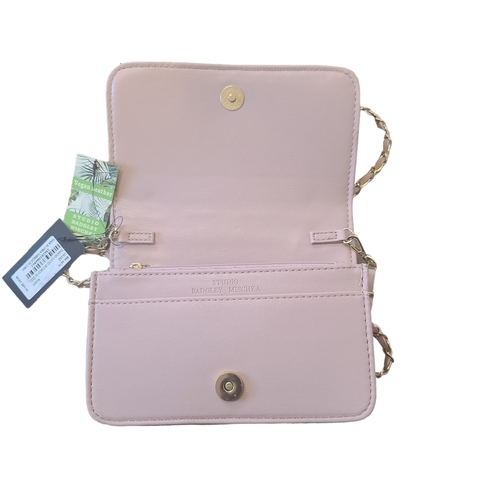 Badgley Mischka Diamond Quilted Blush Crossbody Bag Women's NWT - Picture 8 of 10